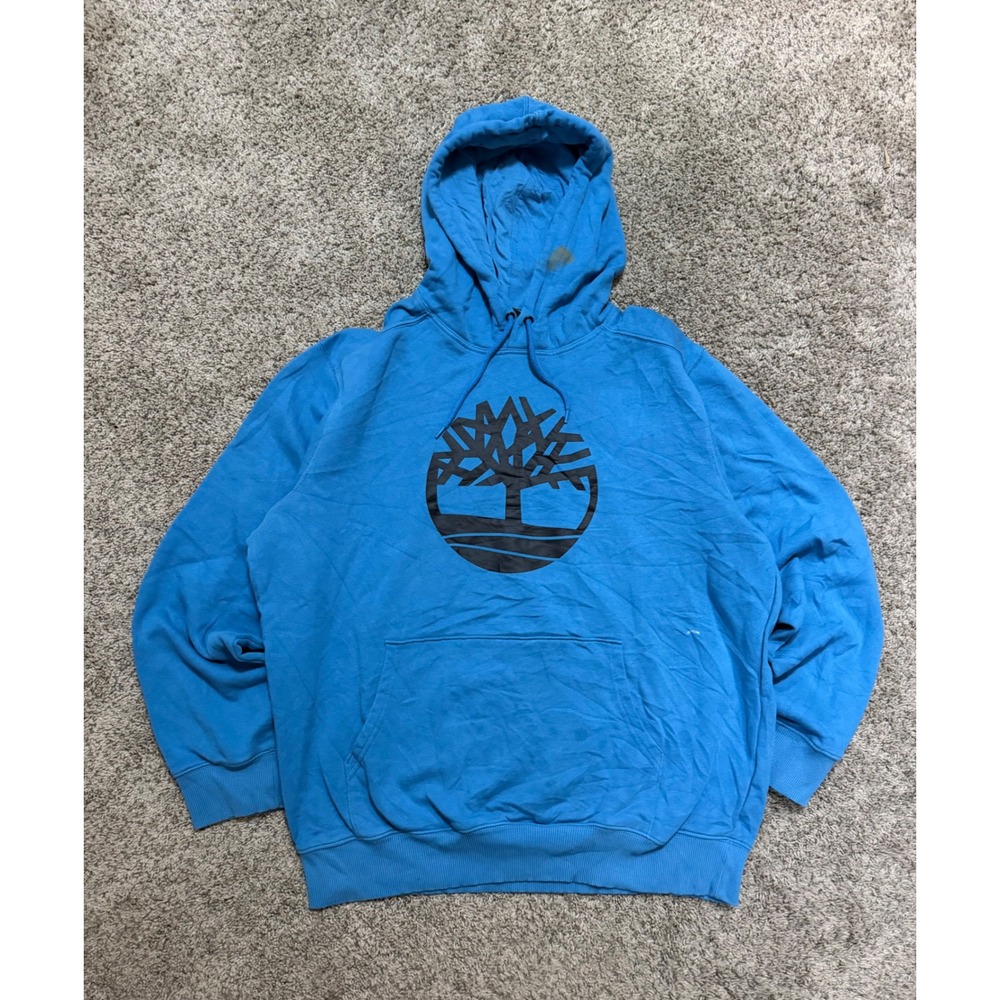 Timberland Mens Blue Logo Pullover Hoodie Regular Fit XL Sweatshirt